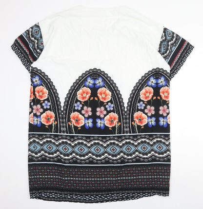JUNAROSE Womens Multicoloured Geometric Polyester Shift Size 20 Round Neck Pullover