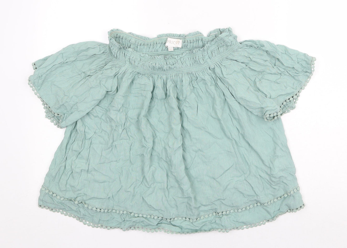 Apricot Womens Green Polyester Basic Blouse Size 12 Off the Shoulder - Bardot