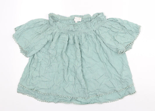 Apricot Womens Green Polyester Basic Blouse Size 12 Off the Shoulder - Bardot