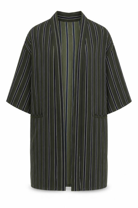Atmosphere Womens Green Striped Polyester Kimono Blouse Size 6 V-Neck