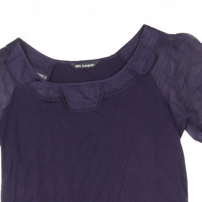 Autograph Womens Purple Viscose Basic Blouse Size 10 Boat Neck