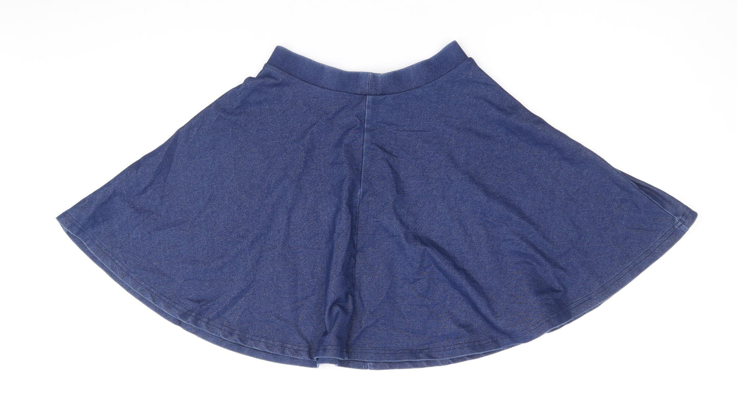 Topshop Womens Blue Cotton Skater Skirt Size 6