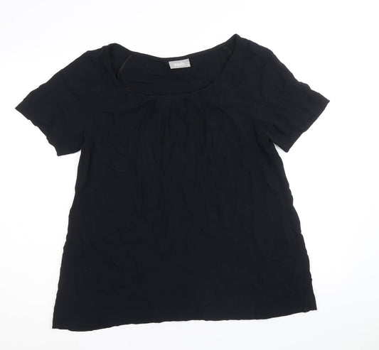 Wallis Womens Black Viscose Basic T-Shirt Size S Round Neck