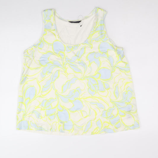 Marks and Spencer Womens White Geometric Polyester Basic Tank Size 12 Scoop Neck