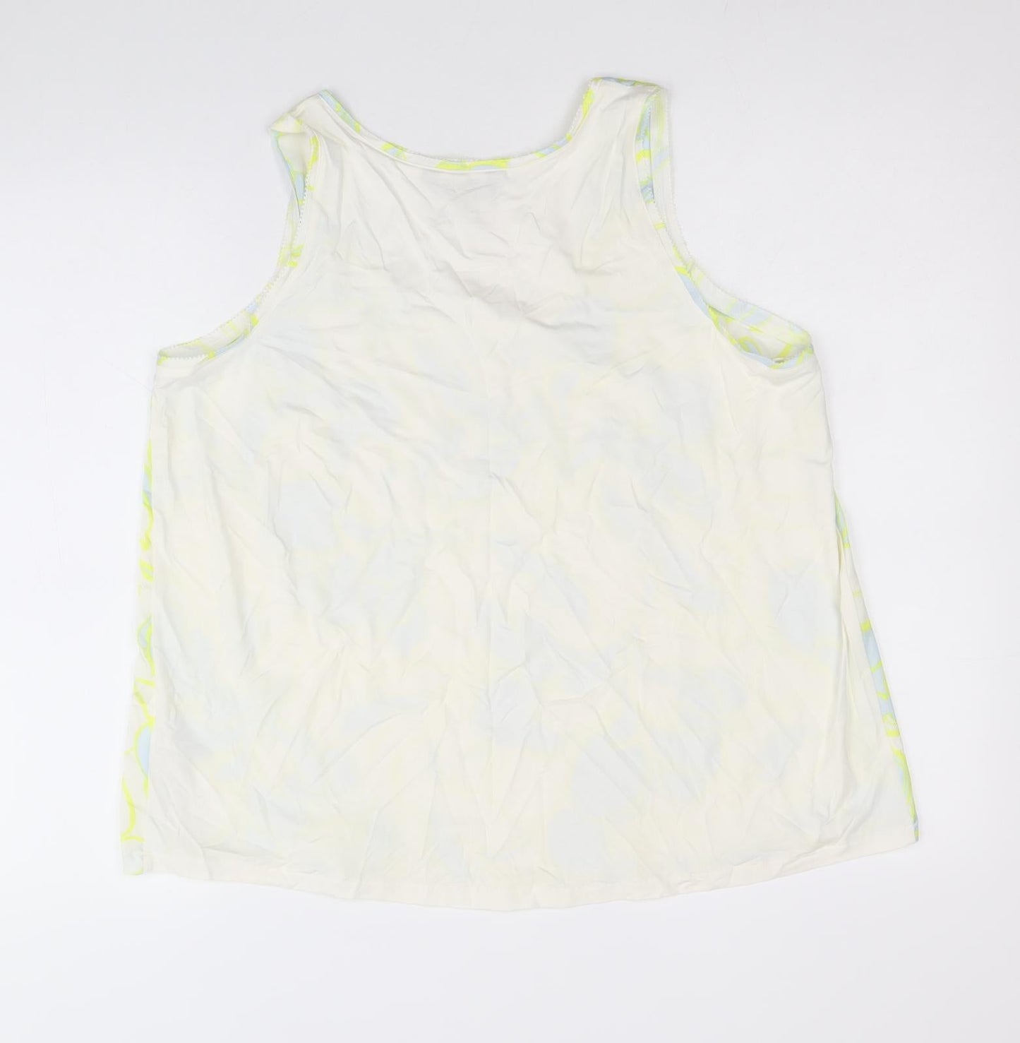 Marks and Spencer Womens White Geometric Polyester Basic Tank Size 12 Scoop Neck