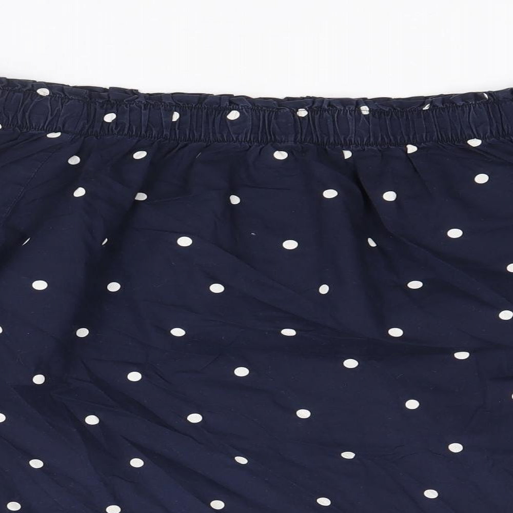 H&M Womens Blue Polka Dot 100% Cotton Basic Blouse Size 8 Off the Shoulder - Bardot
