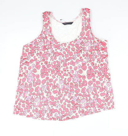 Marks & Spencer Womens Pink Animal Print Polyester Basic Tank Size 8 Scoop Neck - Leopard Print