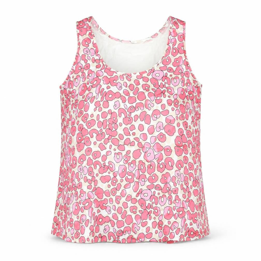 Marks & Spencer Womens Pink Animal Print Polyester Basic Tank Size 8 Scoop Neck - Leopard Print