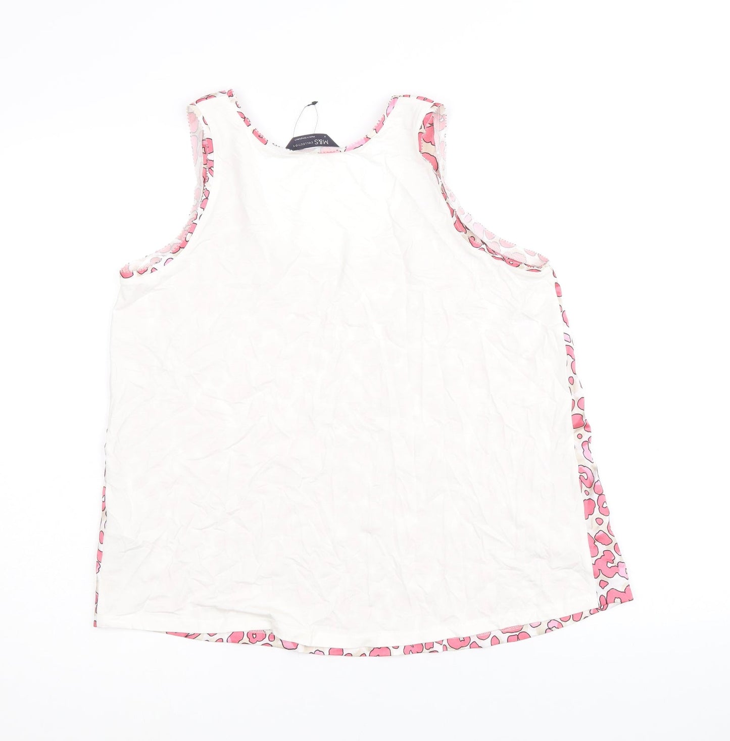 Marks and Spencer Womens Pink Animal Print Polyester Basic Tank Size 8 Scoop Neck - Leopard Print