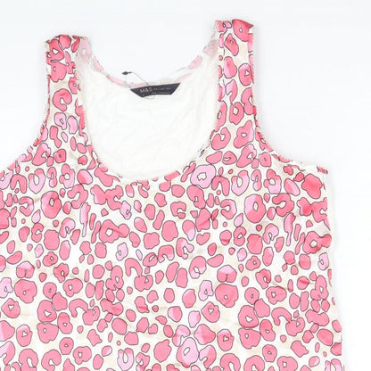 Marks & Spencer Womens Pink Animal Print Polyester Basic Tank Size 8 Scoop Neck - Leopard Print