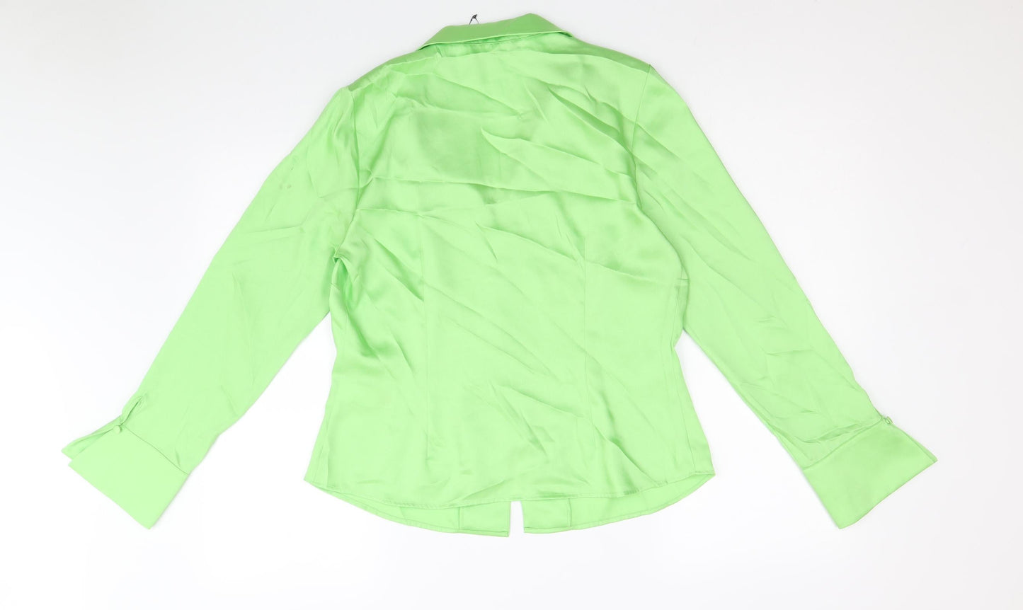 Marks and Spencer Womens Green Polyester Basic Button-Up Size 12 V-Neck - Collared