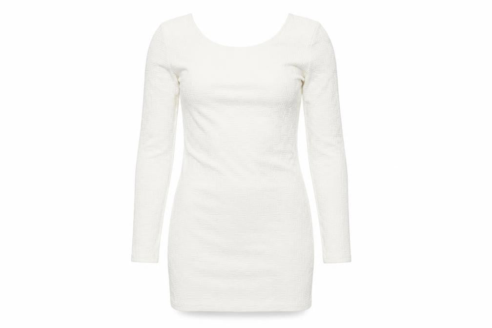 Topshop Womens White Geometric Polyester Mini Size 8 Scoop Neck Pullover