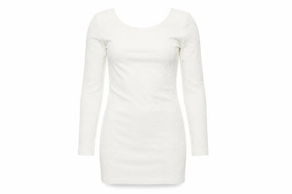 Topshop Womens White Geometric Polyester Mini Size 8 Scoop Neck Pullover