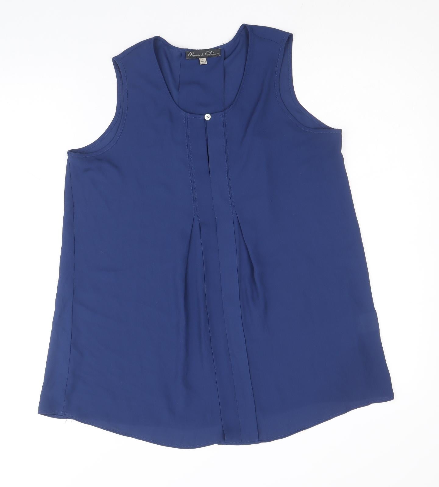 Rose & Olive Womens Blue Polyester Basic Tank Size S Scoop Neck