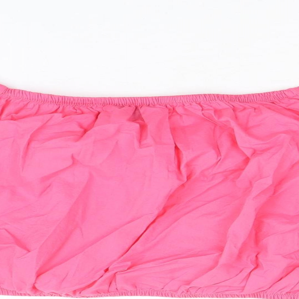 Marks and Spencer Womens Pink 100% Cotton Cropped Blouse Size 18 Boat Neck - Bardot
