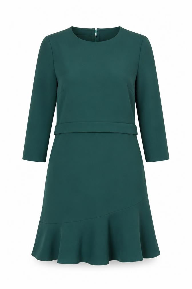 Warehouse Womens Green Polyester A-Line Size 10 Round Neck Zip