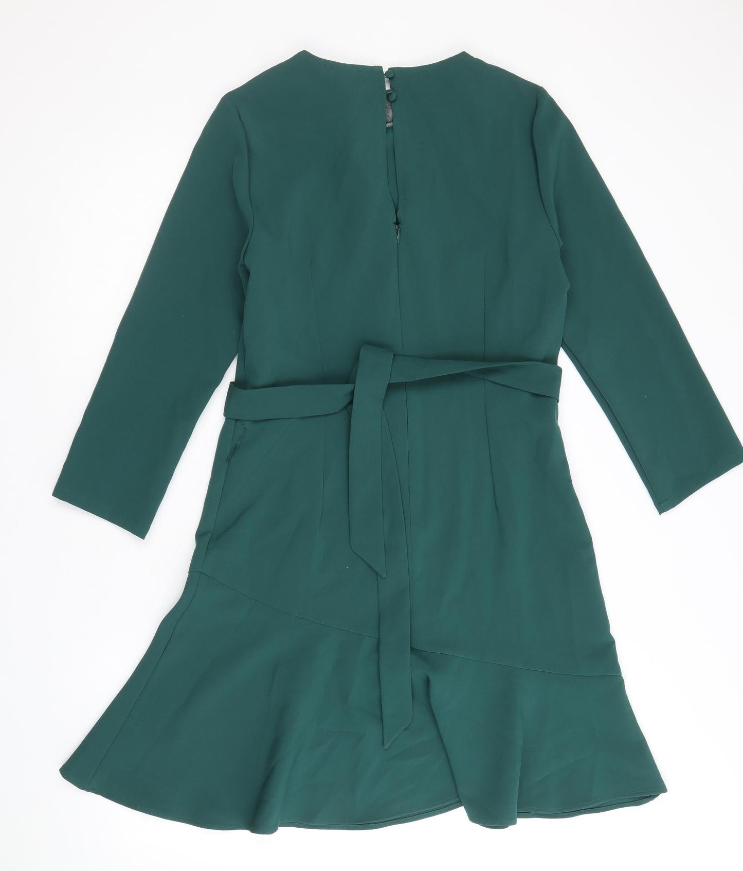 Warehouse Womens Green Polyester A-Line Size 10 Round Neck Zip