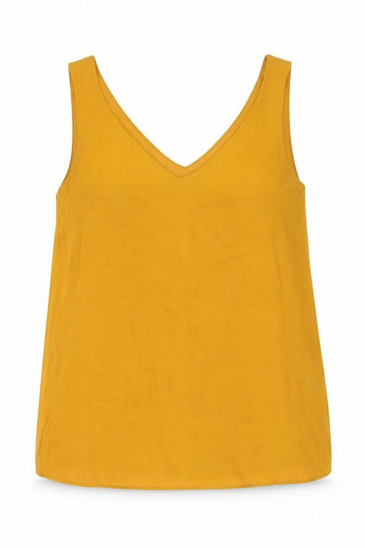 Papaya Womens Yellow Polyester Basic Tank Size 10 V-Neck
