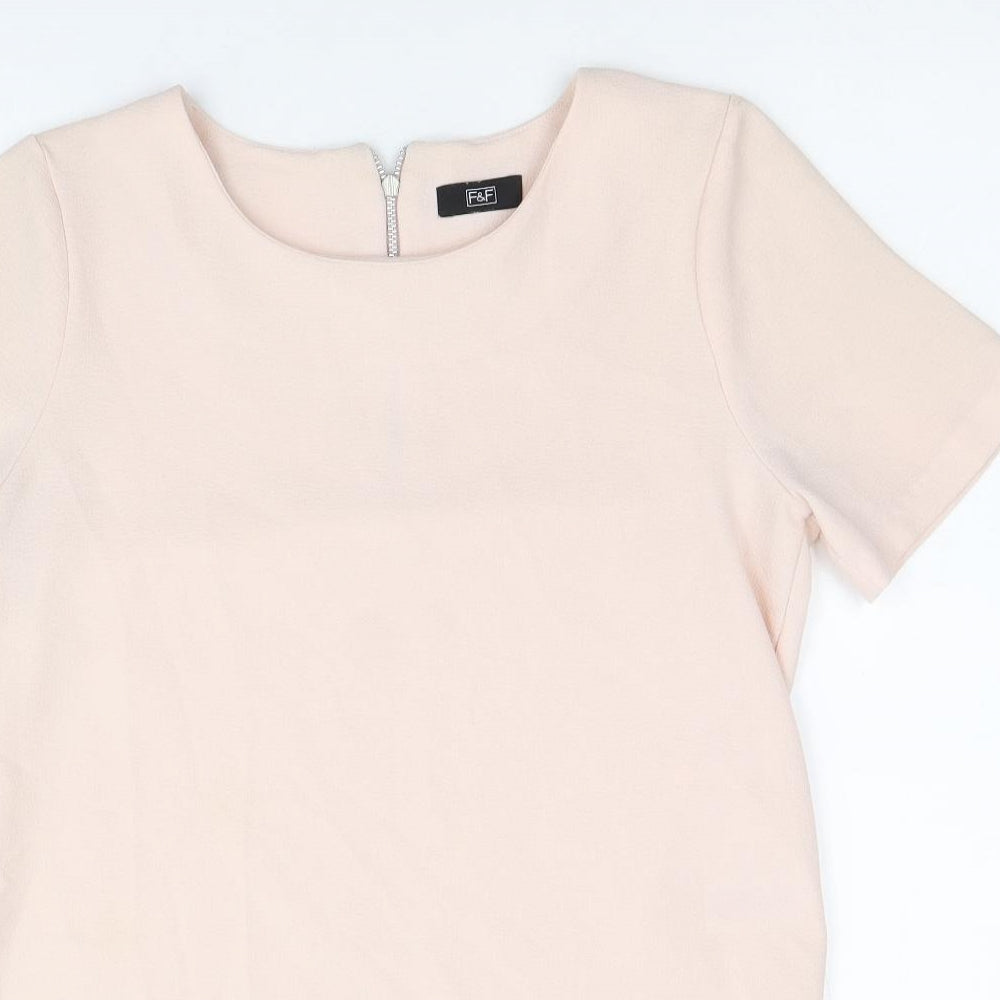 F&F Womens Pink Polyester Basic T-Shirt Size 6 Scoop Neck