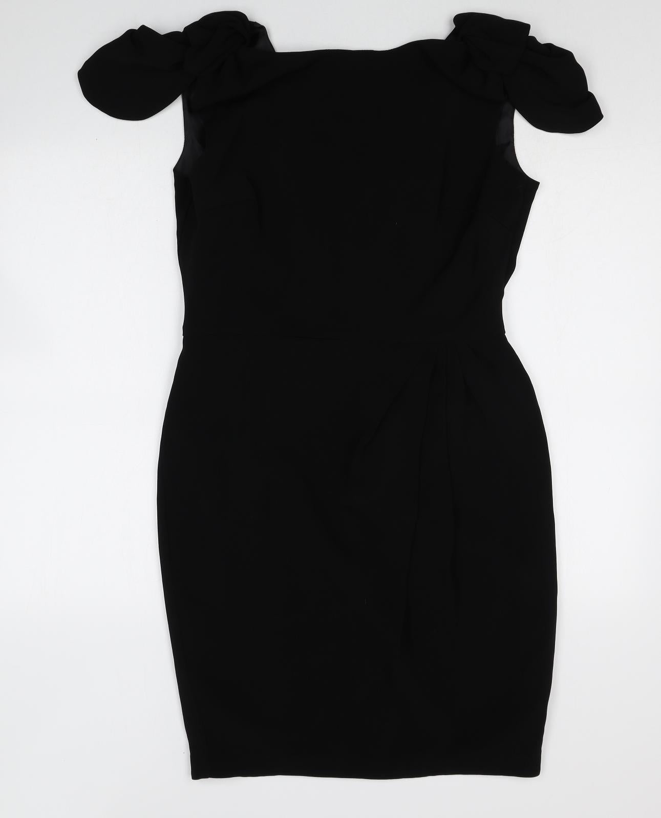 Marks and Spencer Womens Black Polyester Bodycon Size 12 Square Neck Zip