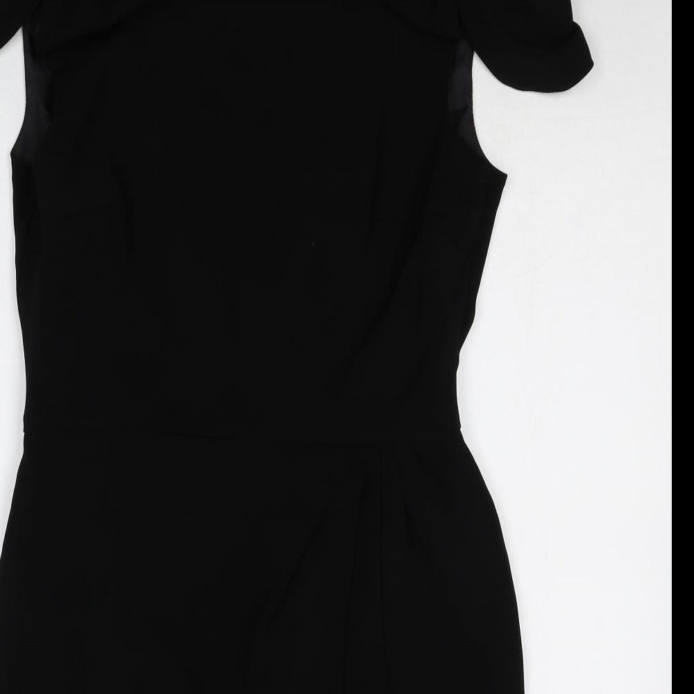 Marks and Spencer Womens Black Polyester Bodycon Size 12 Square Neck Zip