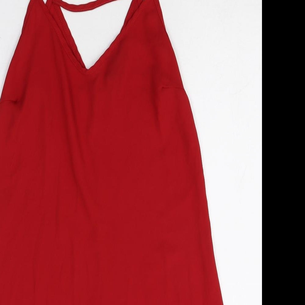 New Look Womens Red Polyester Slip Dress Size 6 V-Neck Pullover