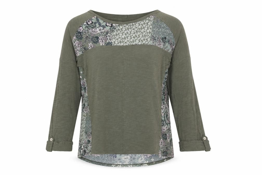 M&Co Womens Green Floral Viscose Basic Blouse Size 10 Boat Neck