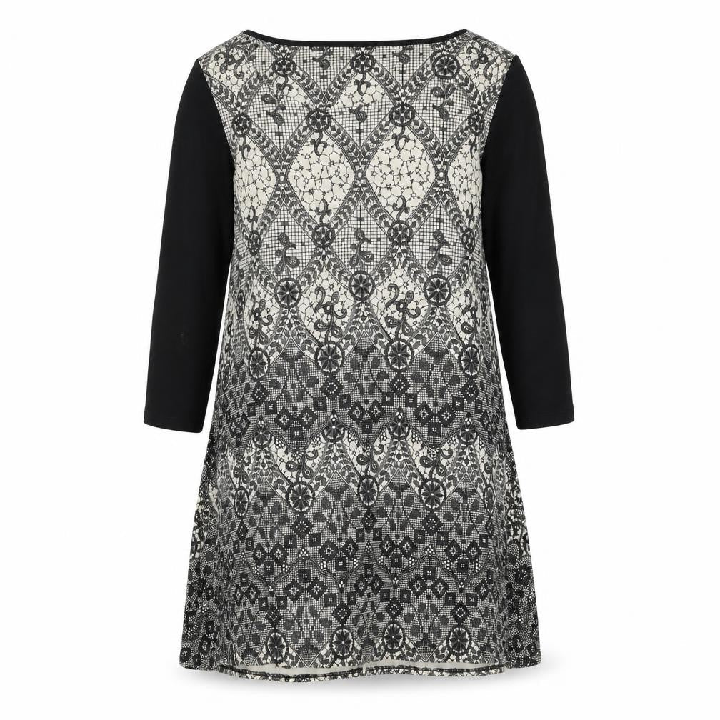 Marks & Spencer Womens Multicoloured Geometric Viscose Shift Size 16 Boat Neck Pullover