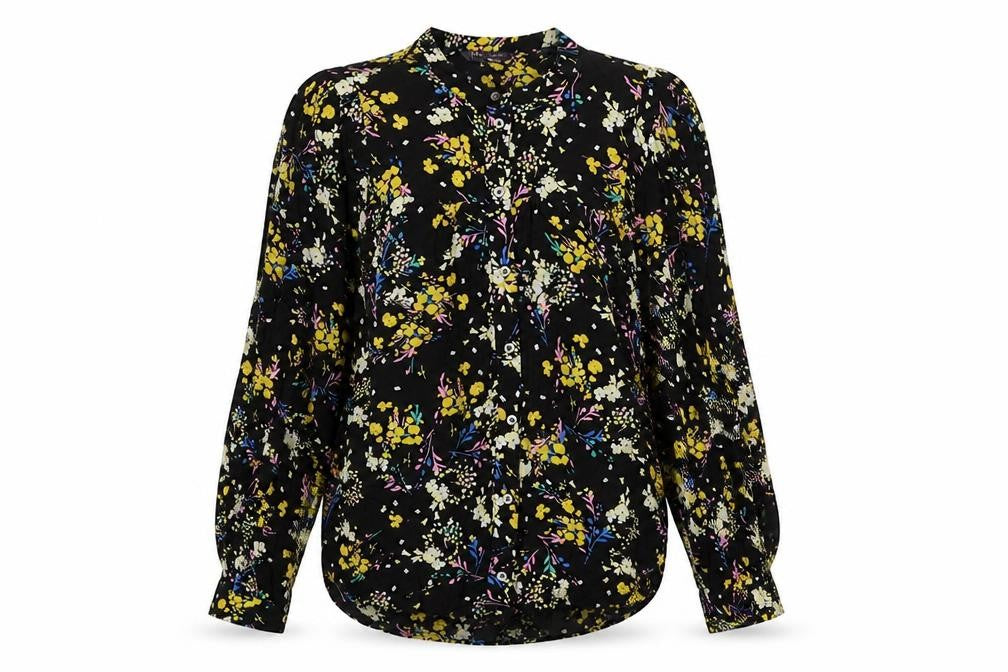 Marks & Spencer Womens Multicoloured Floral Viscose Basic Button-Up Size 8 Round Neck