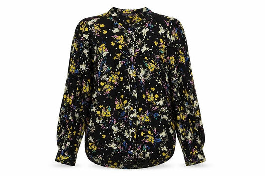 Marks and Spencer Womens Multicoloured Floral Viscose Basic Button-Up Size 8 Round Neck