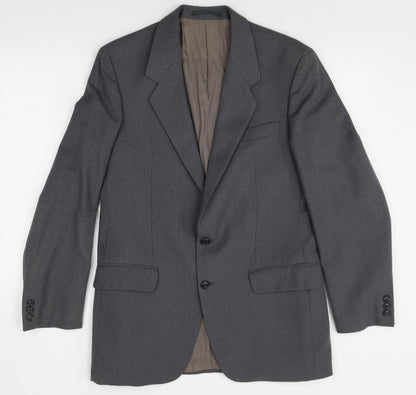 Preworn Mens Grey Polyester Jacket Suit Jacket Size 40 Regular
