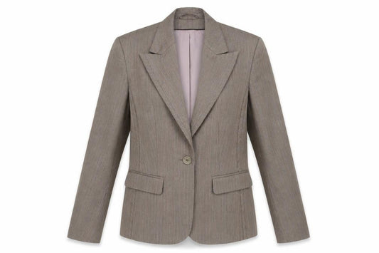 Autonomy Womens Brown Striped Polyester Jacket Blazer Size 10