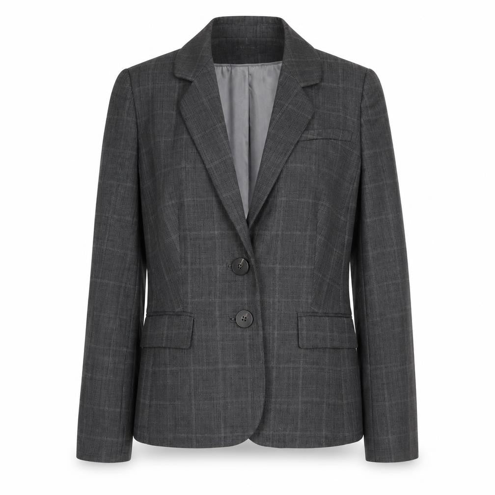 Planet Womens Grey Plaid Wool Jacket Blazer Size 8
