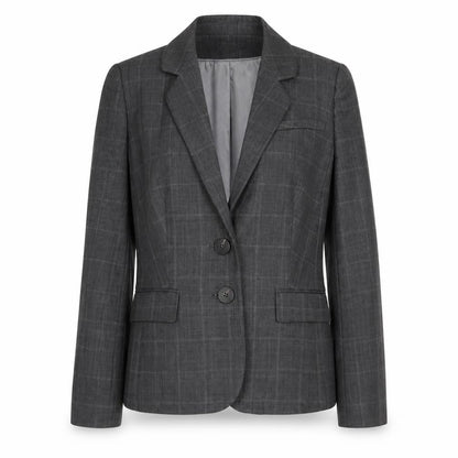 Planet Womens Grey Plaid Wool Jacket Blazer Size 8
