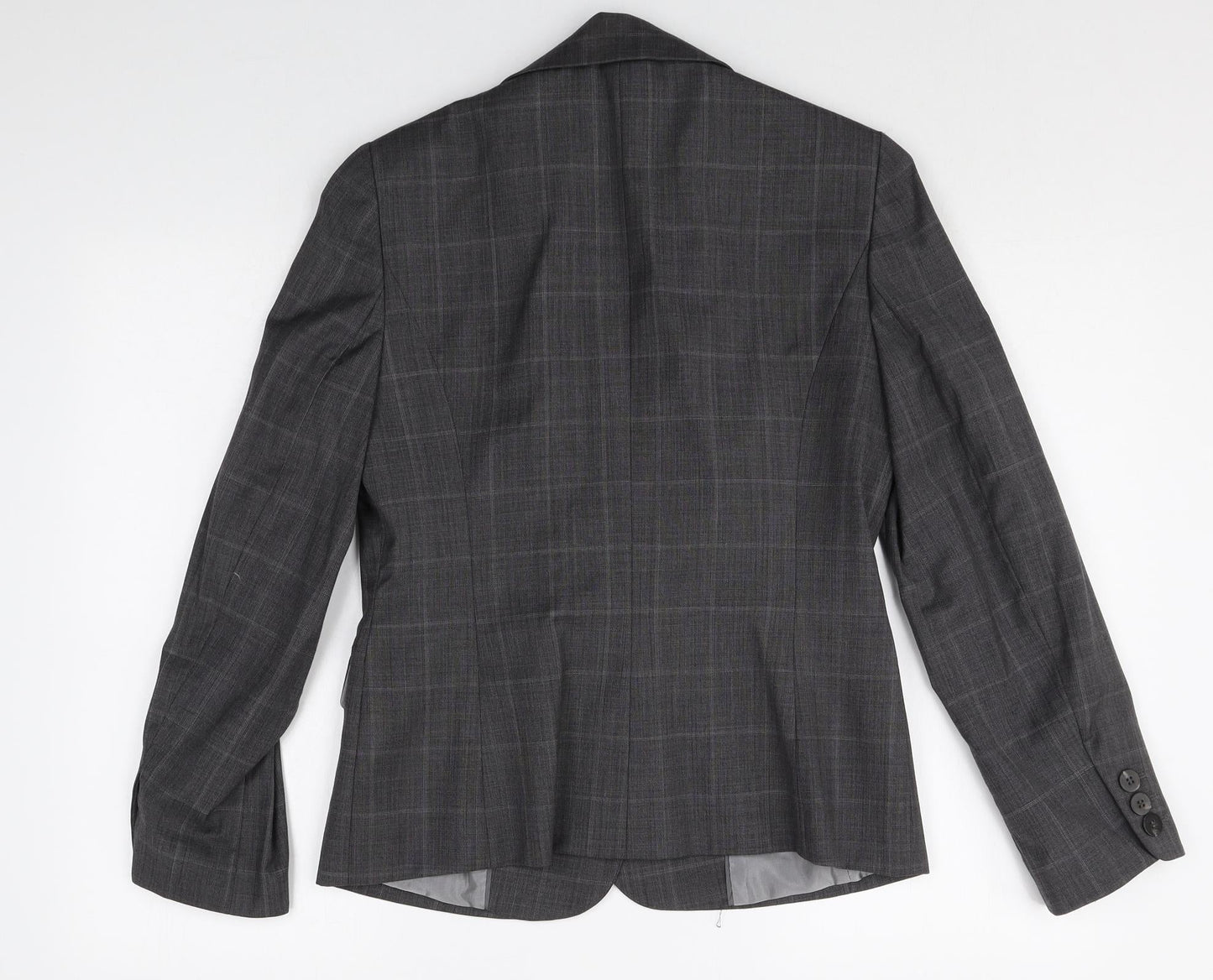 Planet Womens Grey Plaid Wool Jacket Blazer Size 8