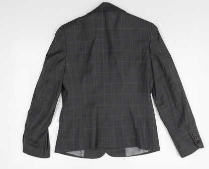 Planet Womens Grey Plaid Wool Jacket Blazer Size 8