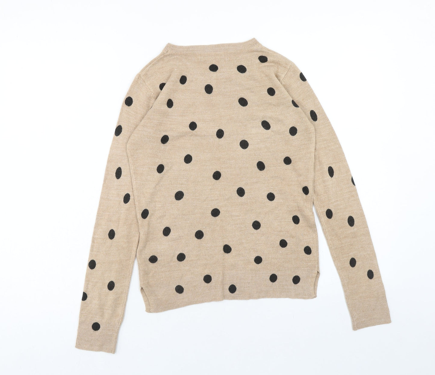 Marks and Spencer Womens Brown Round Neck Polka Dot Acrylic Pullover Jumper Size 6