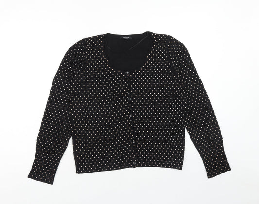 Comma Womens Blue Scoop Neck Polka Dot Viscose Cardigan Jumper Size 16