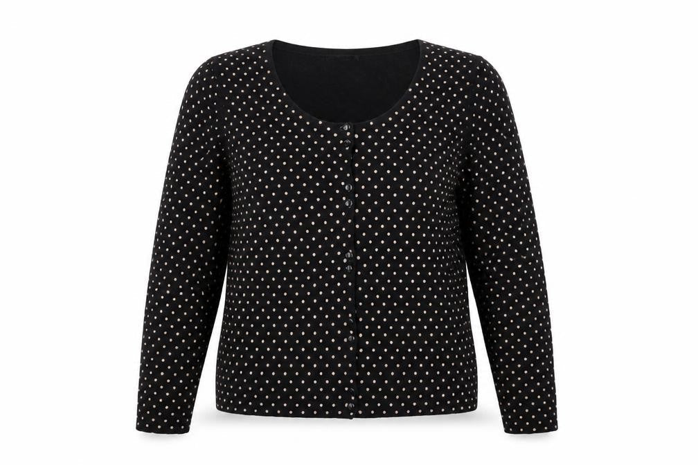 Comma Womens Blue Scoop Neck Polka Dot Viscose Cardigan Jumper Size 16