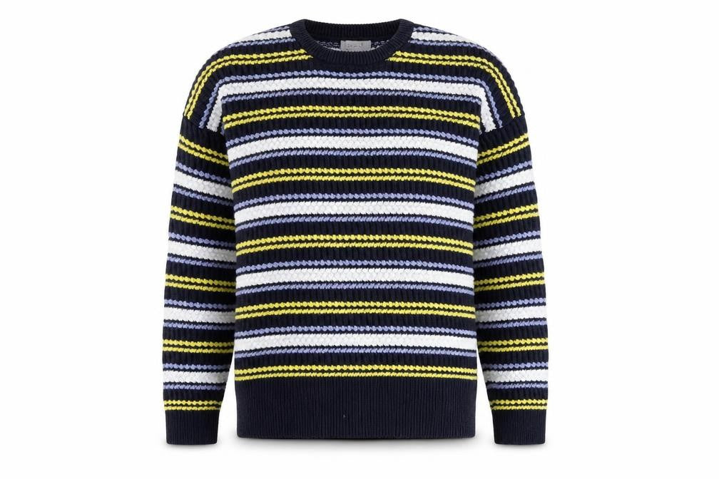 Per Una Womens Multicoloured Round Neck Striped Cotton Pullover Jumper Size L