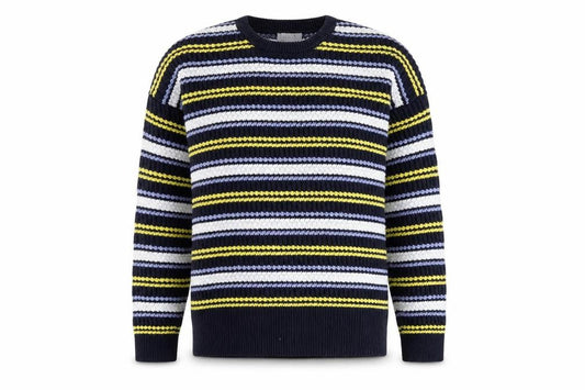 Per Una Womens Multicoloured Round Neck Striped Cotton Pullover Jumper Size L