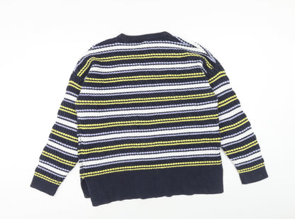 Per Una Womens Multicoloured Round Neck Striped Cotton Pullover Jumper Size L