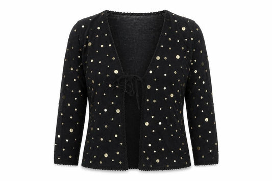 Phase Eight Womens Black V-Neck Polka Dot Linen Cardigan Jumper Size 12