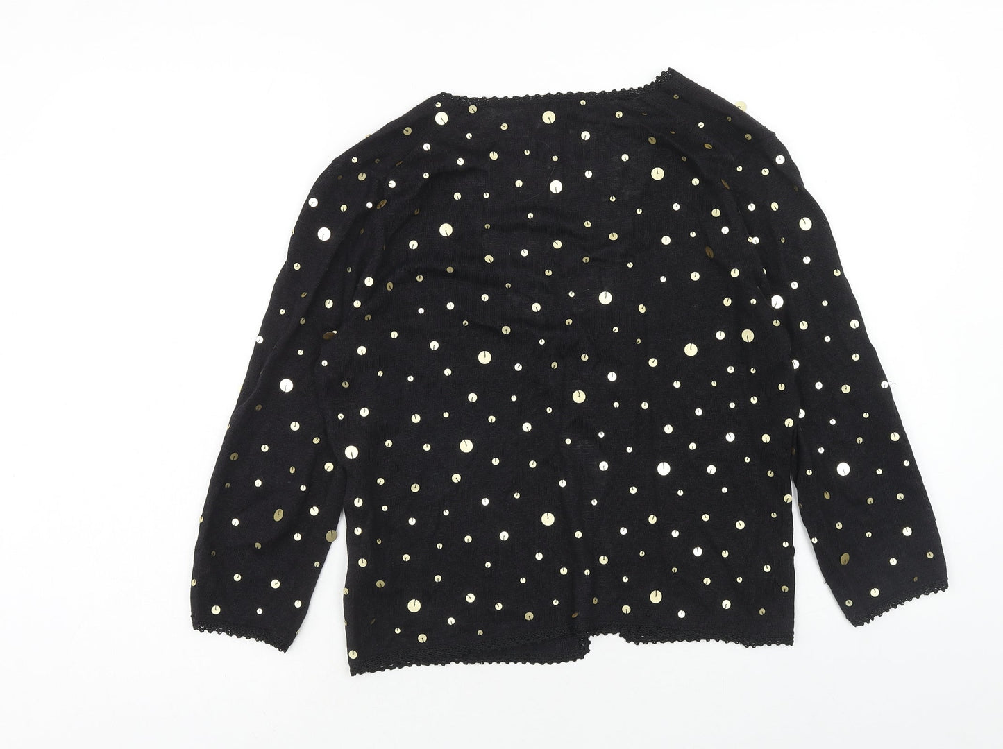 Phase Eight Womens Black V-Neck Polka Dot Linen Cardigan Jumper Size 12