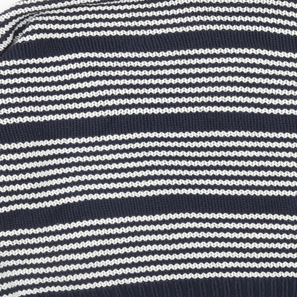 Topshop Womens Blue Round Neck Striped Cotton Pullover Jumper Size 10