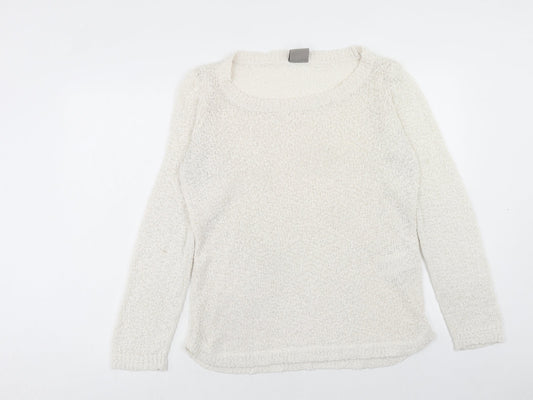 VERO MODA Womens Ivory Scoop Neck Acrylic Pullover Jumper Size L