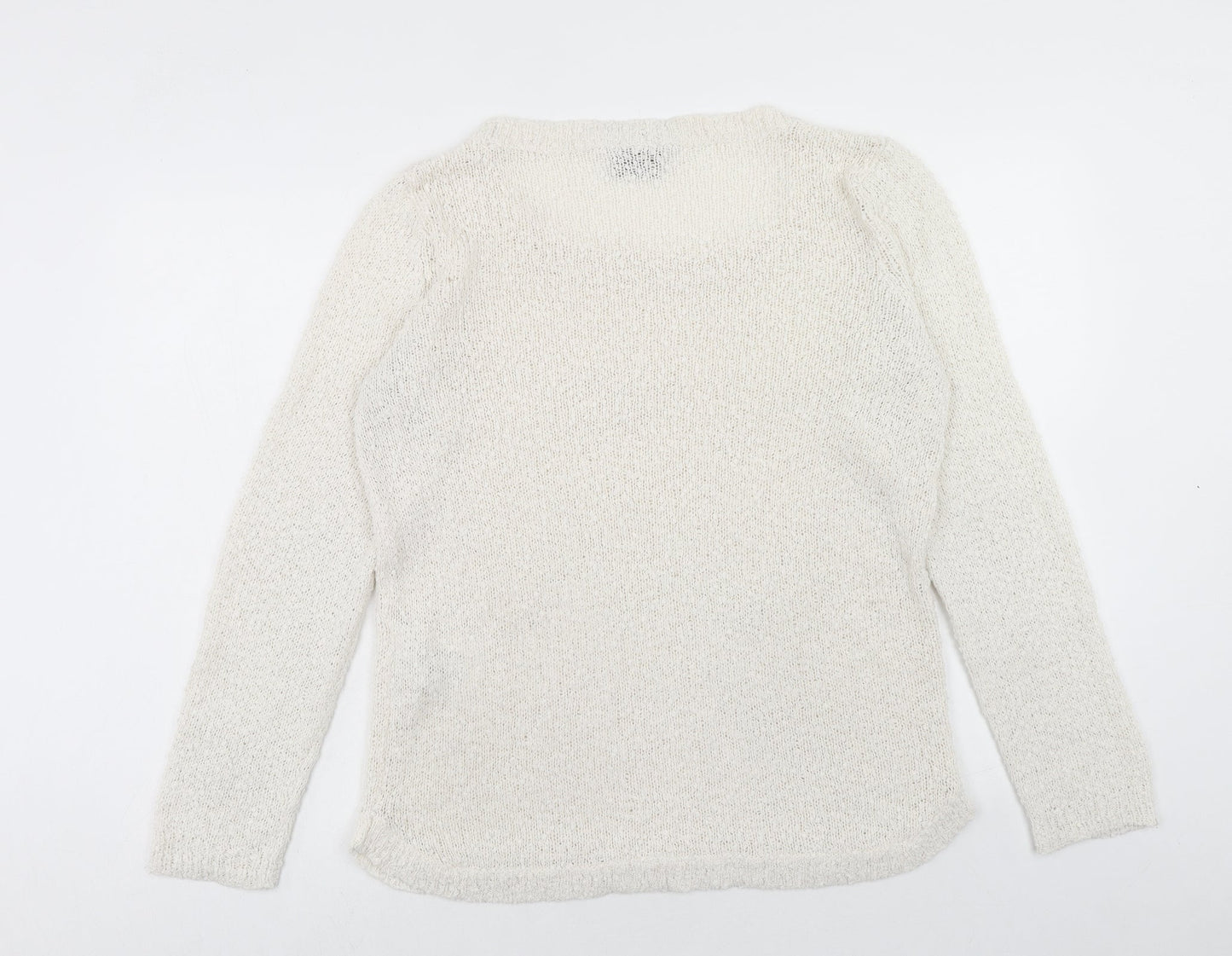 VERO MODA Womens Ivory Scoop Neck Acrylic Pullover Jumper Size L