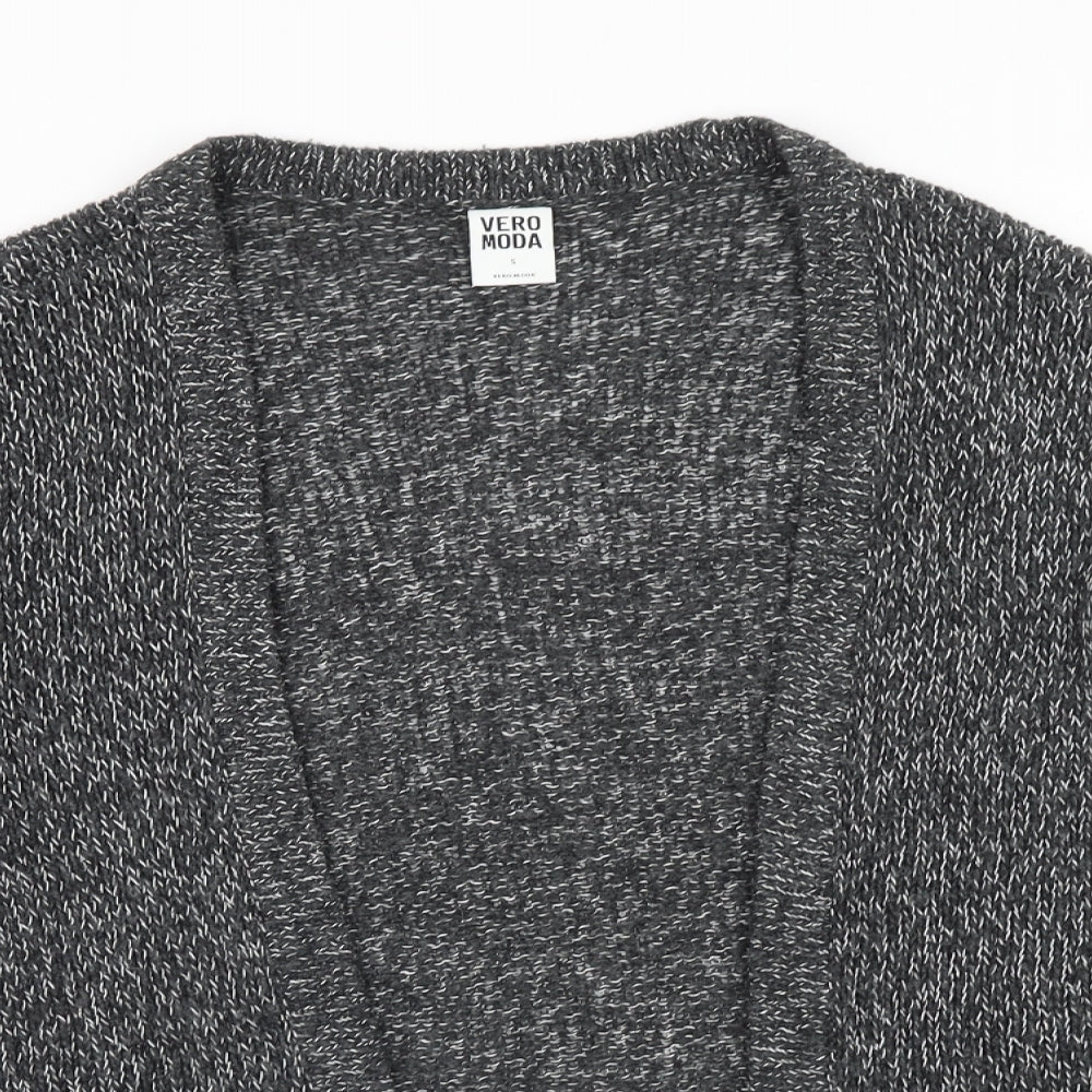 Vera Moda Womens Grey V-Neck Cotton Cardigan Jumper Size S