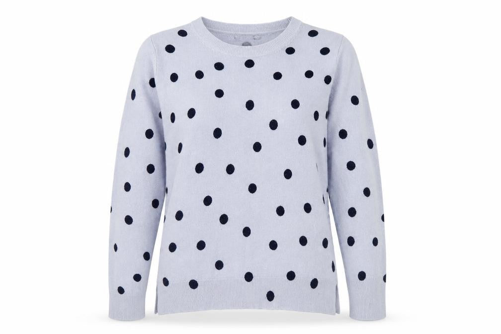 Marks & Spencer Womens Blue Round Neck Polka Dot Acrylic Pullover Jumper Size 12