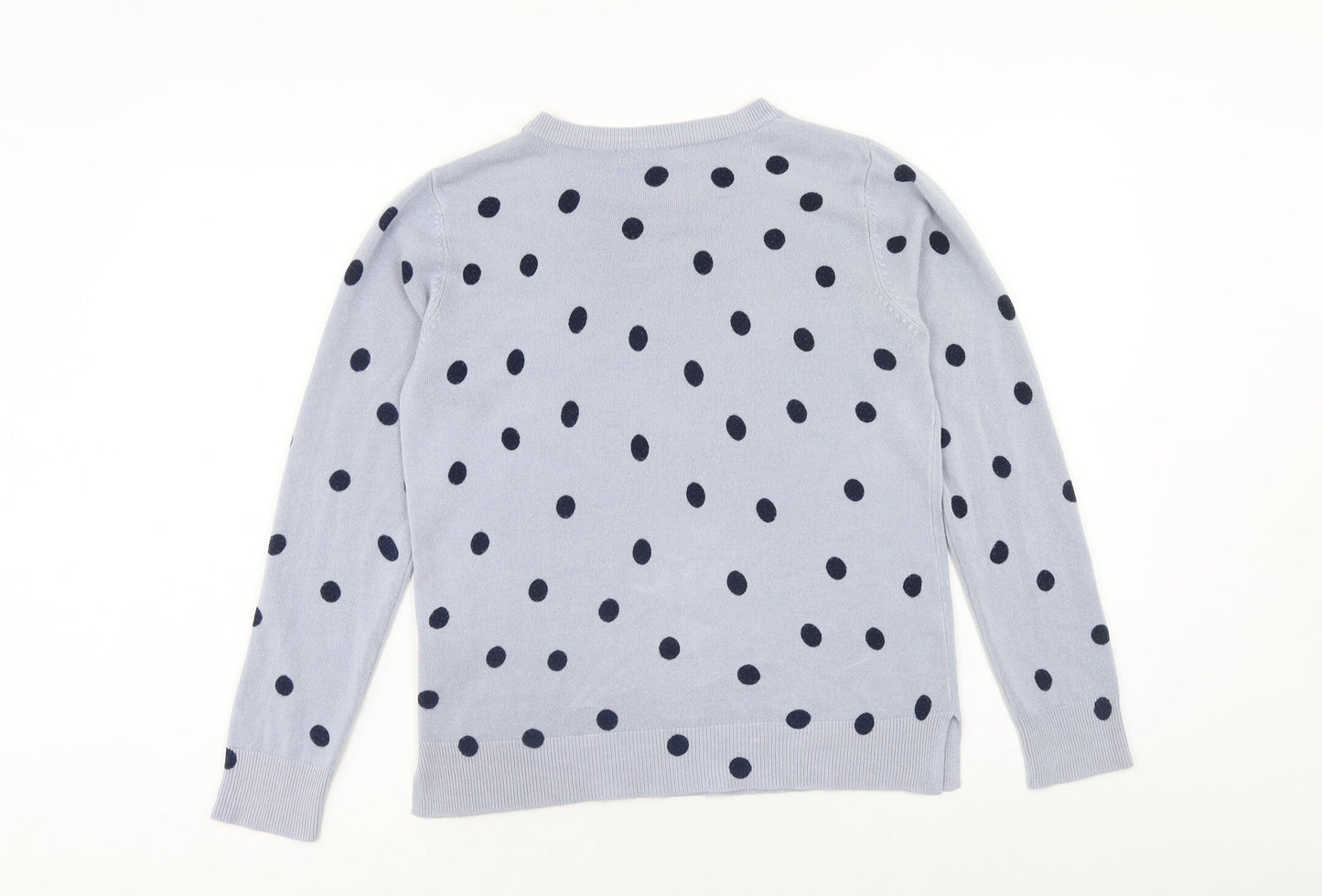 Marks and Spencer Womens Blue Round Neck Polka Dot Acrylic Pullover Jumper Size 12